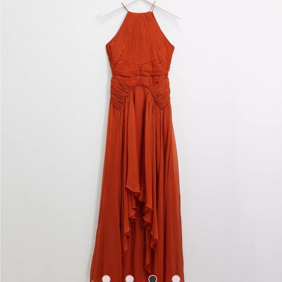 ASOS DESIGN Bridesmaid pinny maxi dress with ruched bodice rust - Picture 2 of 6